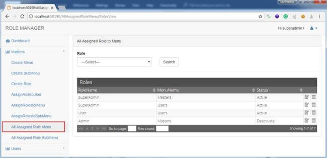 Assign Roles to Menu